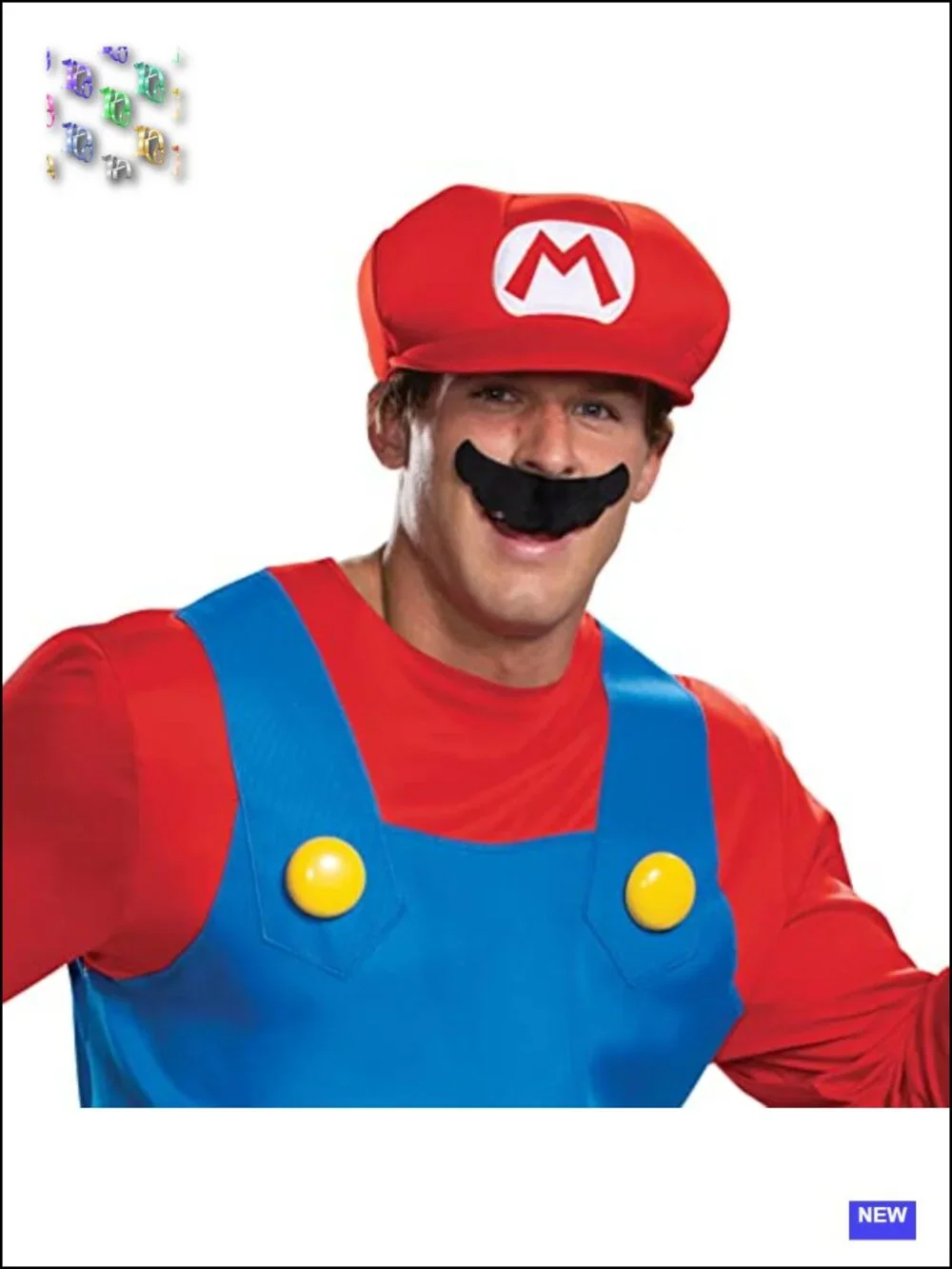 Official Super Mario Adult Costume Dress Gloves Hat Size S